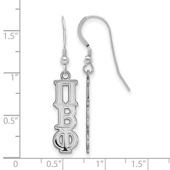 Sterling Silver Pi Beta Phi Dangle Small Earrings - Picture 2 of 3